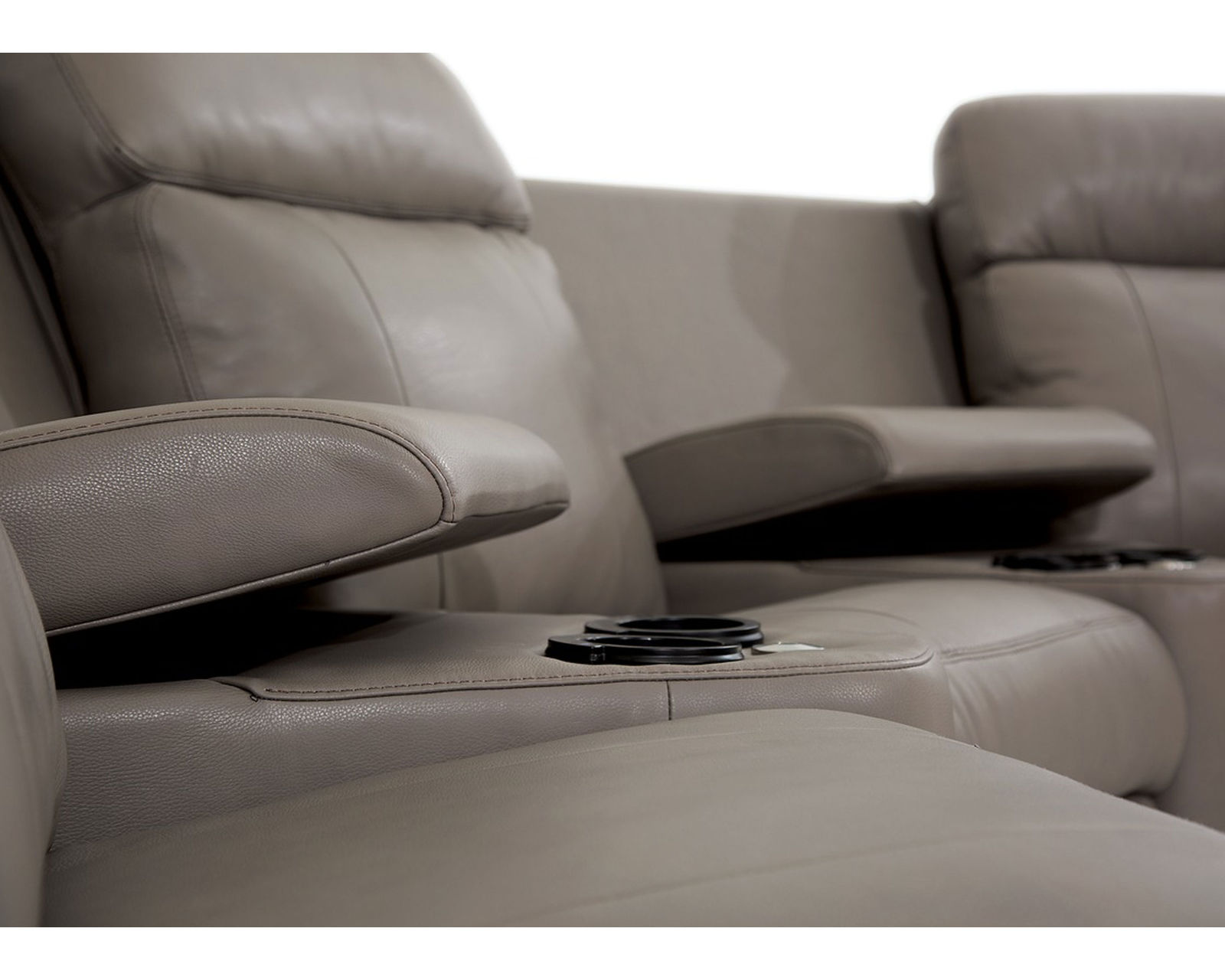 Asher 41065 Power Headrest Power Reclining Sectional (+50 fabrics) - Entertainment console features storage and cupholders