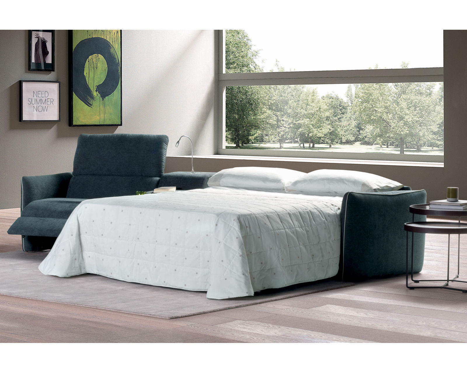 Meraviglia B995 Leather Reclining Sleeper Sectional (+25 leathers) - Layout C: Three Piece Sleeper Sectional 127" x 83"
