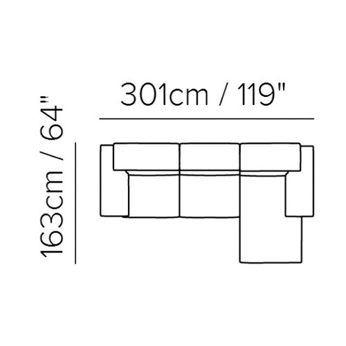 Layout B: Three Piece Sectional 119" x 64"