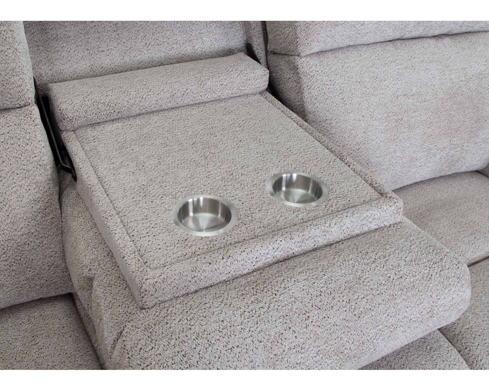 Logan 92" Reclining Sofa with Drop-Down Table & Cupholders (Modern Comfort. Smart Convenience. Available Neori™ Air Massage) - Includes Center Drop Down Table with Metal Cupholders