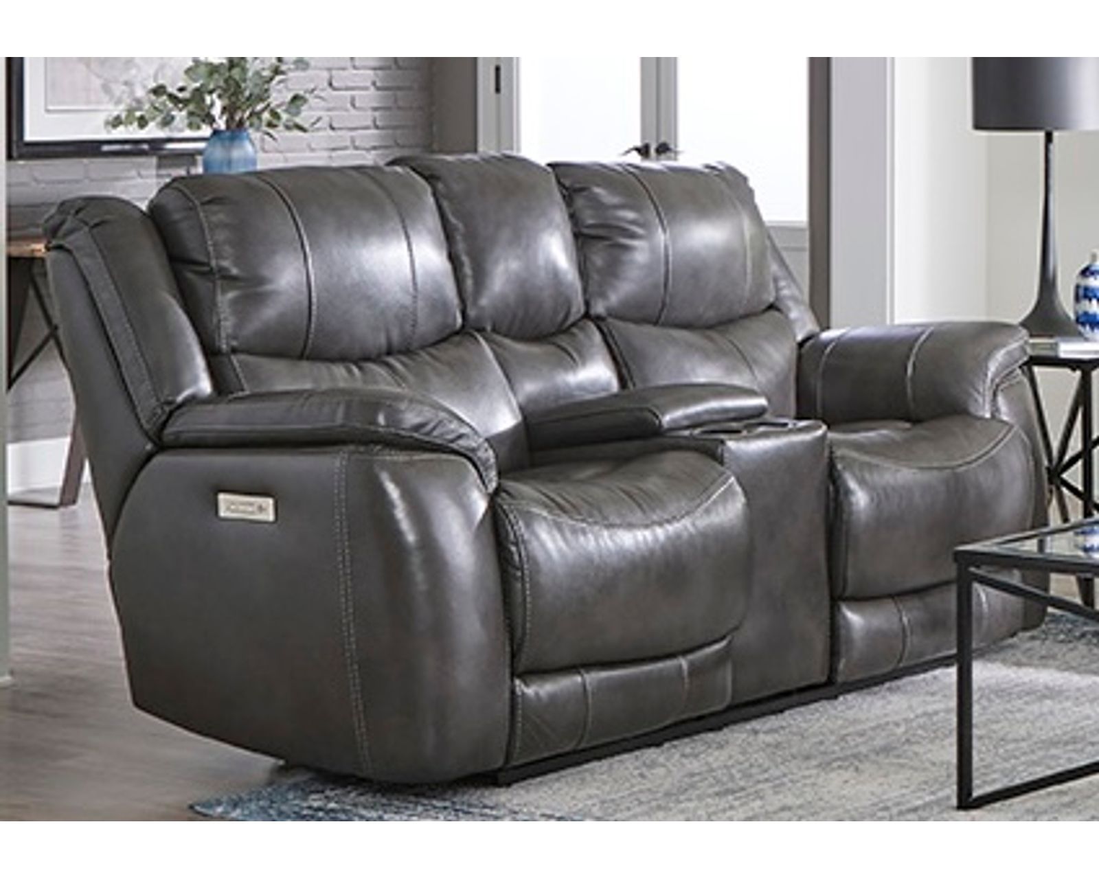 Idris 89" Zero Gravity Triple Power Reclining Console Loveseat Grey (In stock) - Idris 78" Zero Gravity Triple Power Reclining Console Loveseat
