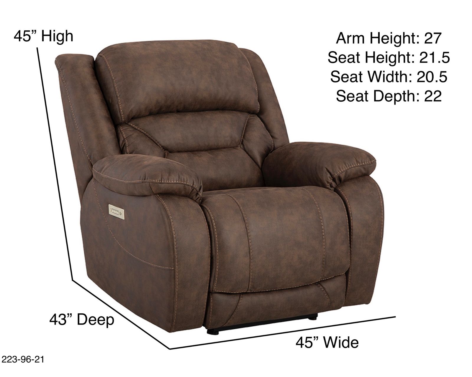 Oakley 89" Zero Gravity Triple Power Reclining Sofa Walnut (In stock) - Oakley Zero Gravity Triple Power Wall Saver Recliner