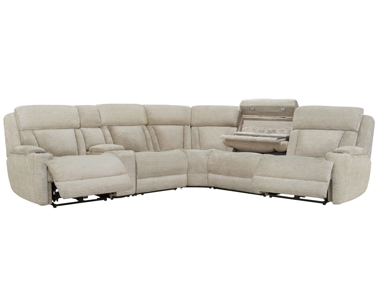 Dalton 6 Piece Power Reclining Sectional Fawn (In stock - Fast shipping) - Layout A: Six Piece Reclining Sectional 129" x 116"