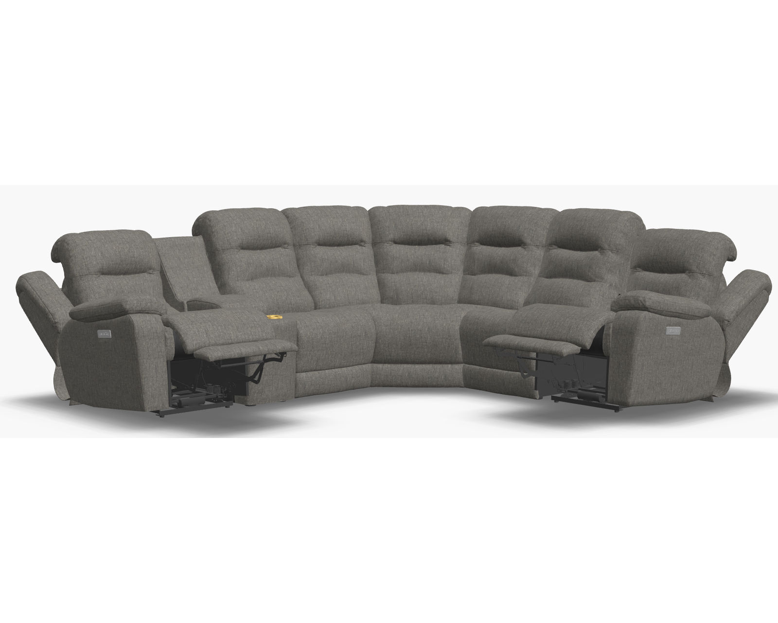Leighton 41063 Power Headrest Power Reclining Sectional (+50 fabrics) - Layout A: Six Piece Sectional 123" x 110" (2 recliners)