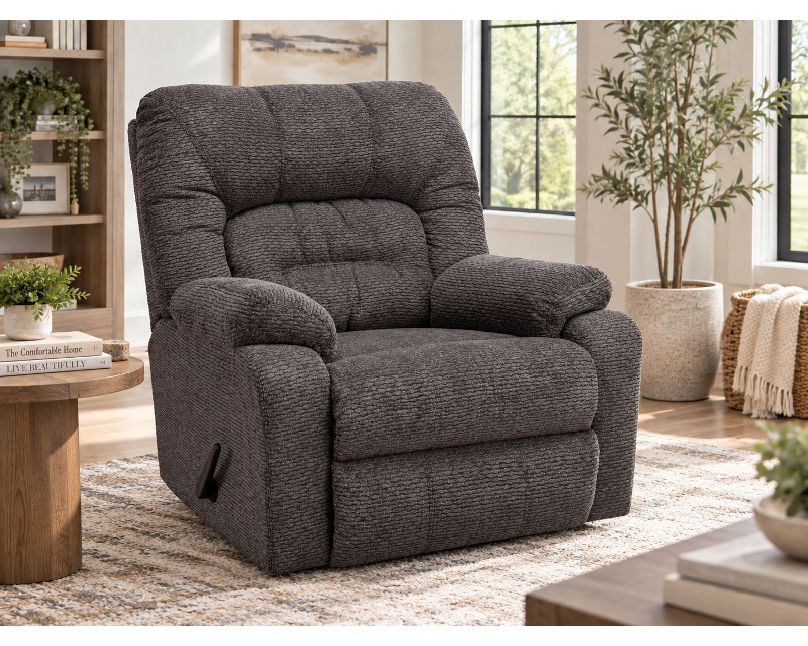 Tribute 797 Three-Piece Dual Power Reclining Sectional (center drop-down table - built-in reading lights, stainless-steel cupholders, USB charging and wireless charging - drop down table) - Built for Motion. Designed for Life.