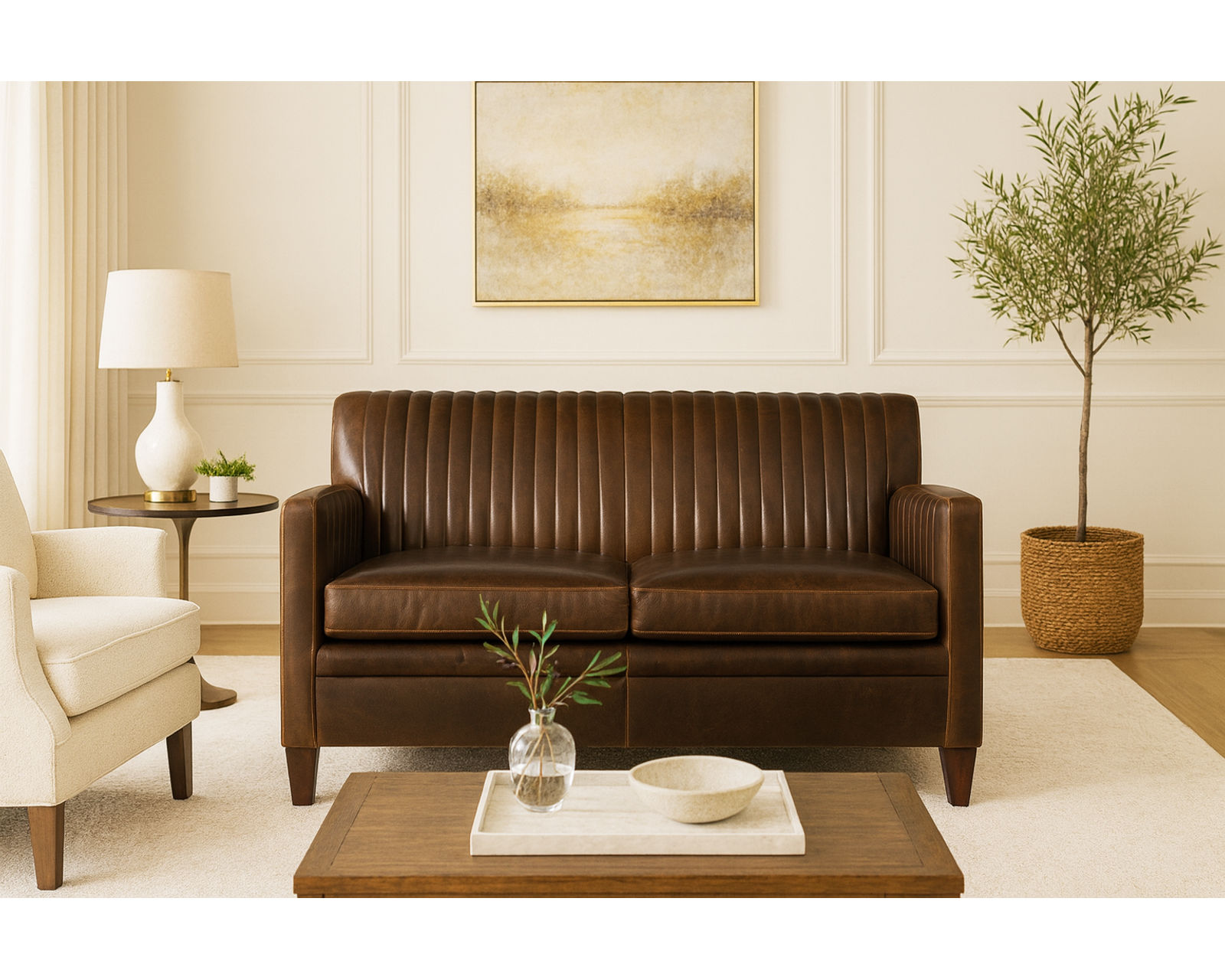 Bradington Young Barnabus 406 Sofa (12 leathers) 8-Way Hand Tie - Barnabus 17.5" x 23" Ottoman