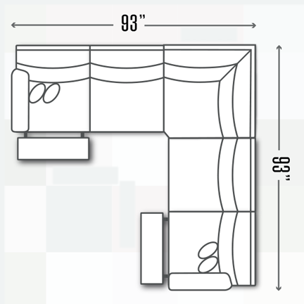 Layout A: Three Piece Sectional 93" x 93" (2 recliners)