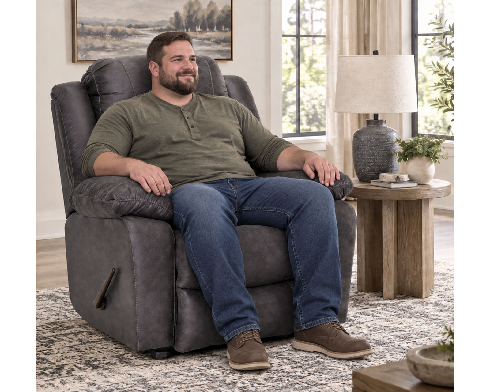 Caesar 9534 500 lb. Oversized Big Man's Rocker Recliner Brown  (Commanding Size. Heavy-Duty Strength. Built for 500 lbs) - Room to Relax. Strength to Depend On.