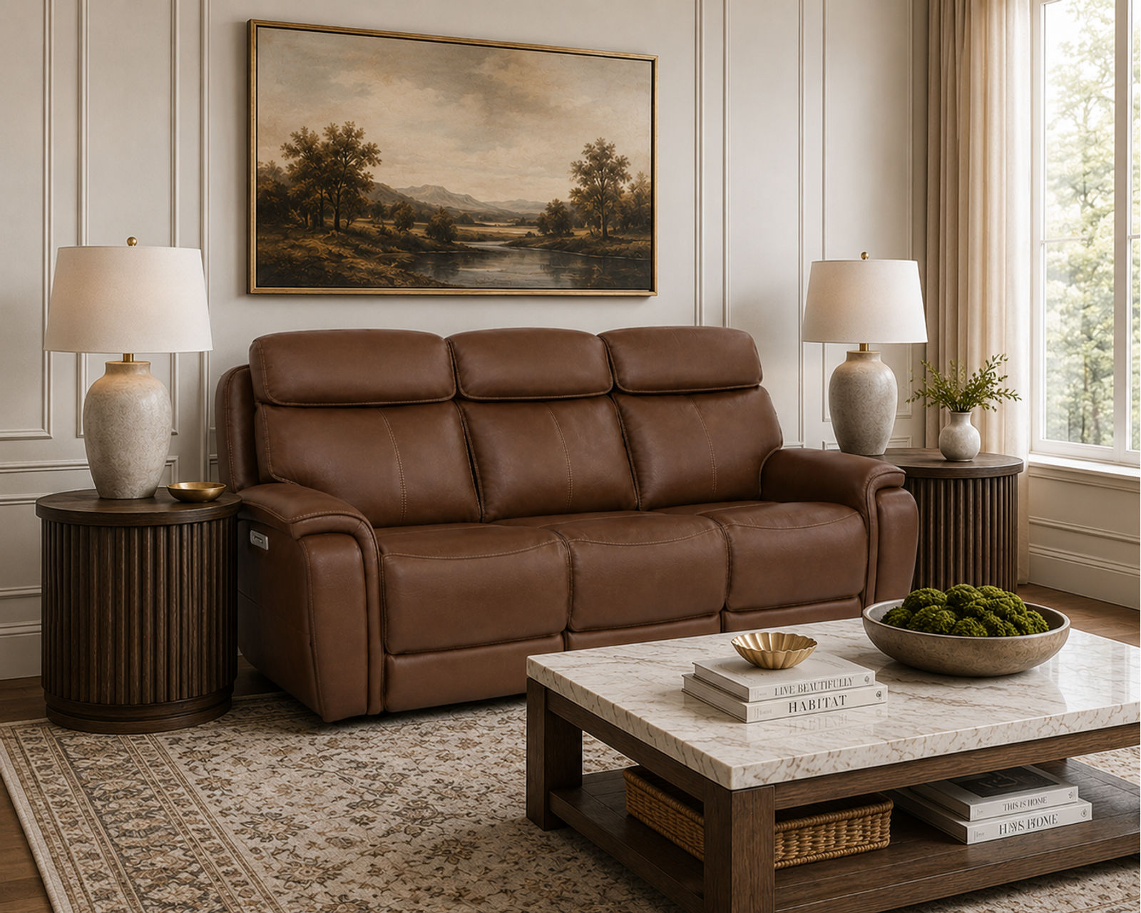 Walker 1580-70 Triple Power Leather 78" Reclining Console Loveseat (2 colors) - Crafted for Real Life. Designed for Your Home.