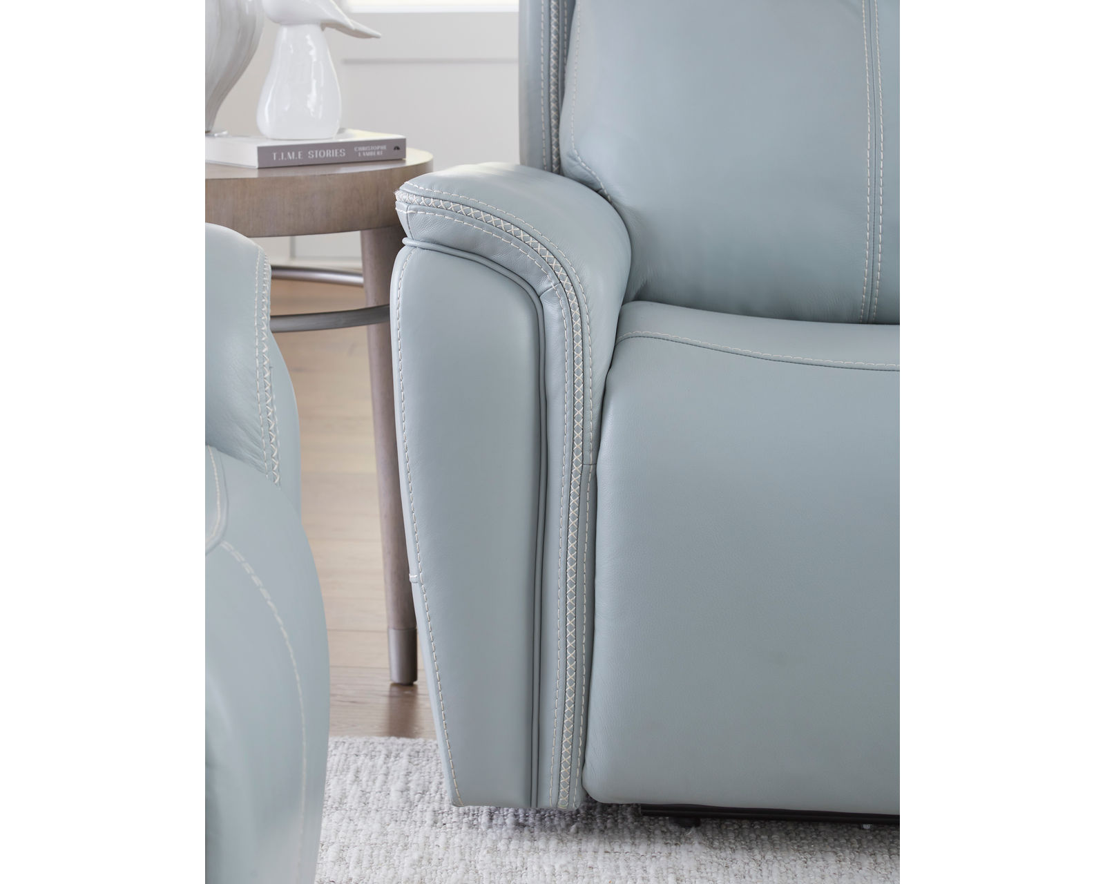Cascade 83" Power Headrest Power Leather Reclining Sofa Seamist (In stock - Fast Shipping)