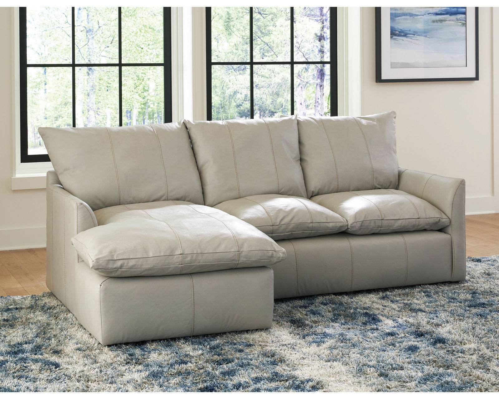 Ciampino Top Grain Modular Leather Sectional (exceptional comfort) - Layout A: Two Piece Sectional 59" x 96"