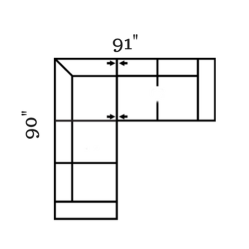 Layout C: Two Piece Sectional 90" x 91"