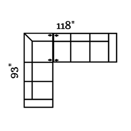 Layout D: Two Piece Sectional 93" x 118"