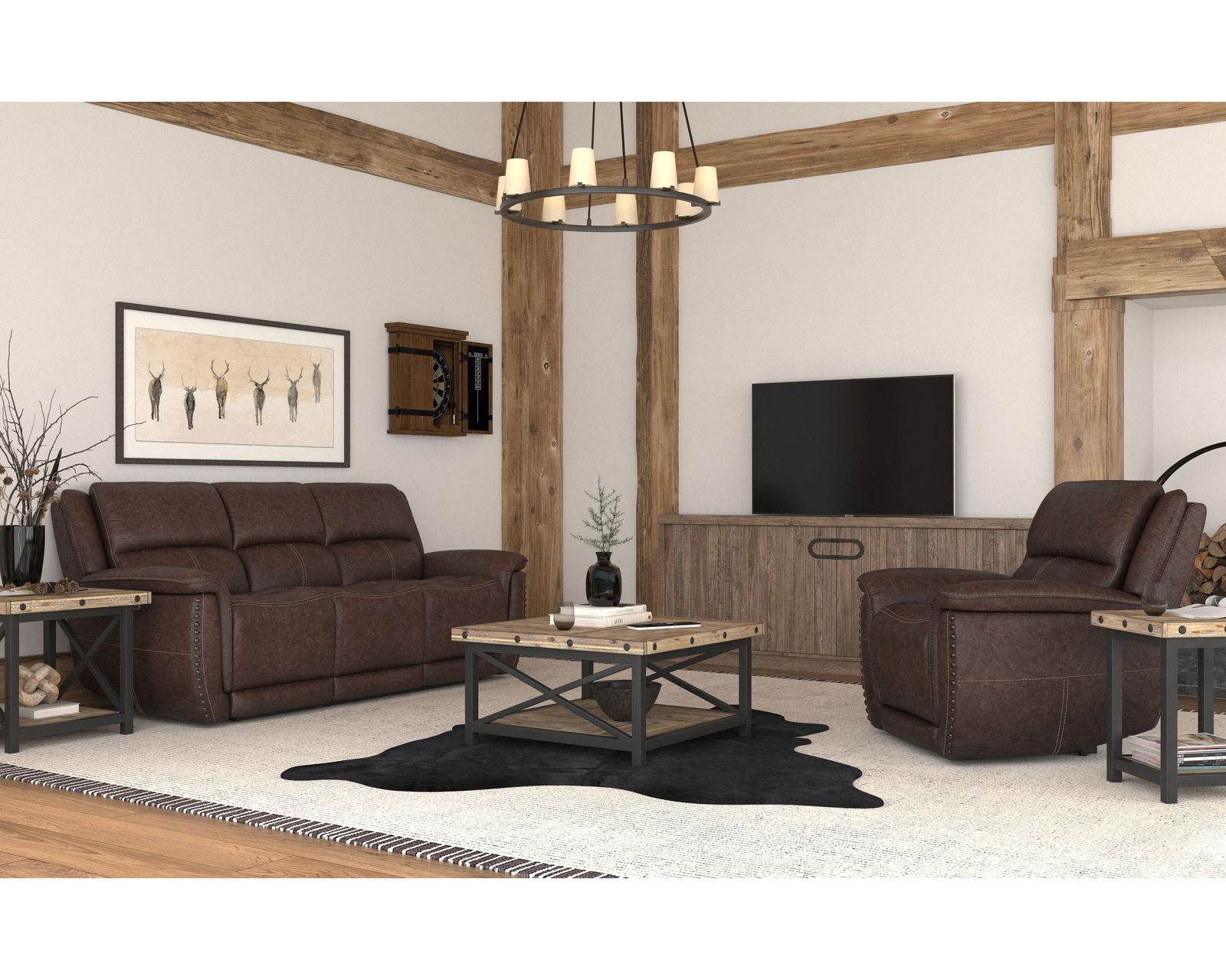Beau 1011 Power Headrest Power Reclining Sofa (Chocolate faux leather fabric) 89" - in stock