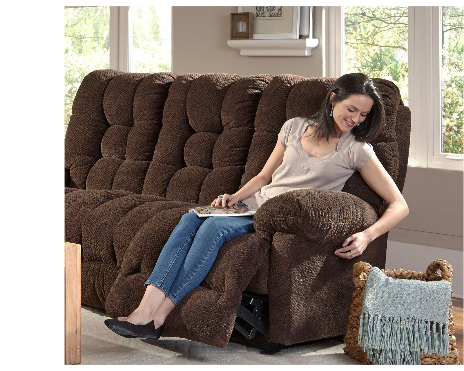 Everlasting Double Reclining Console Loveseat (+100 fabrics) - Everlasting Double Reclining Sofa