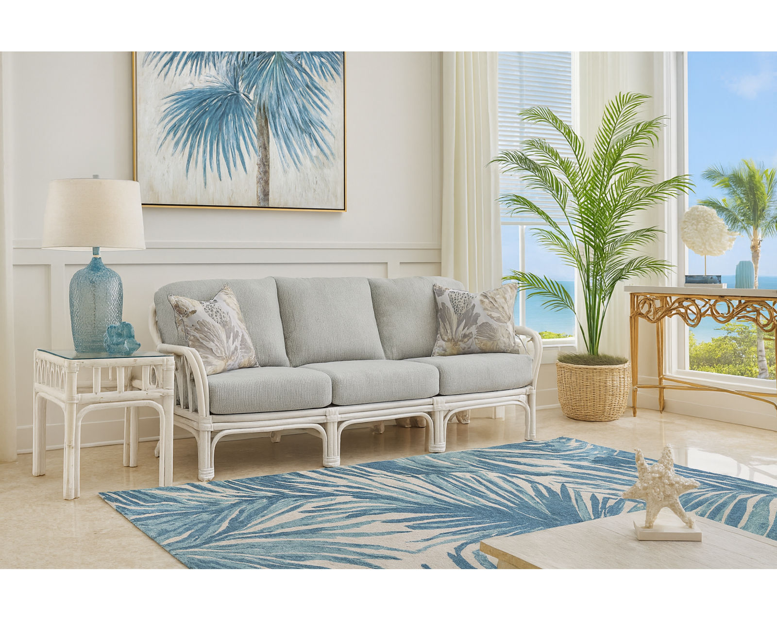 Edgewater 79" Rattan Sofa (+29 finishes +69 fabrics) - Edgewater 79" Rattan Sofa