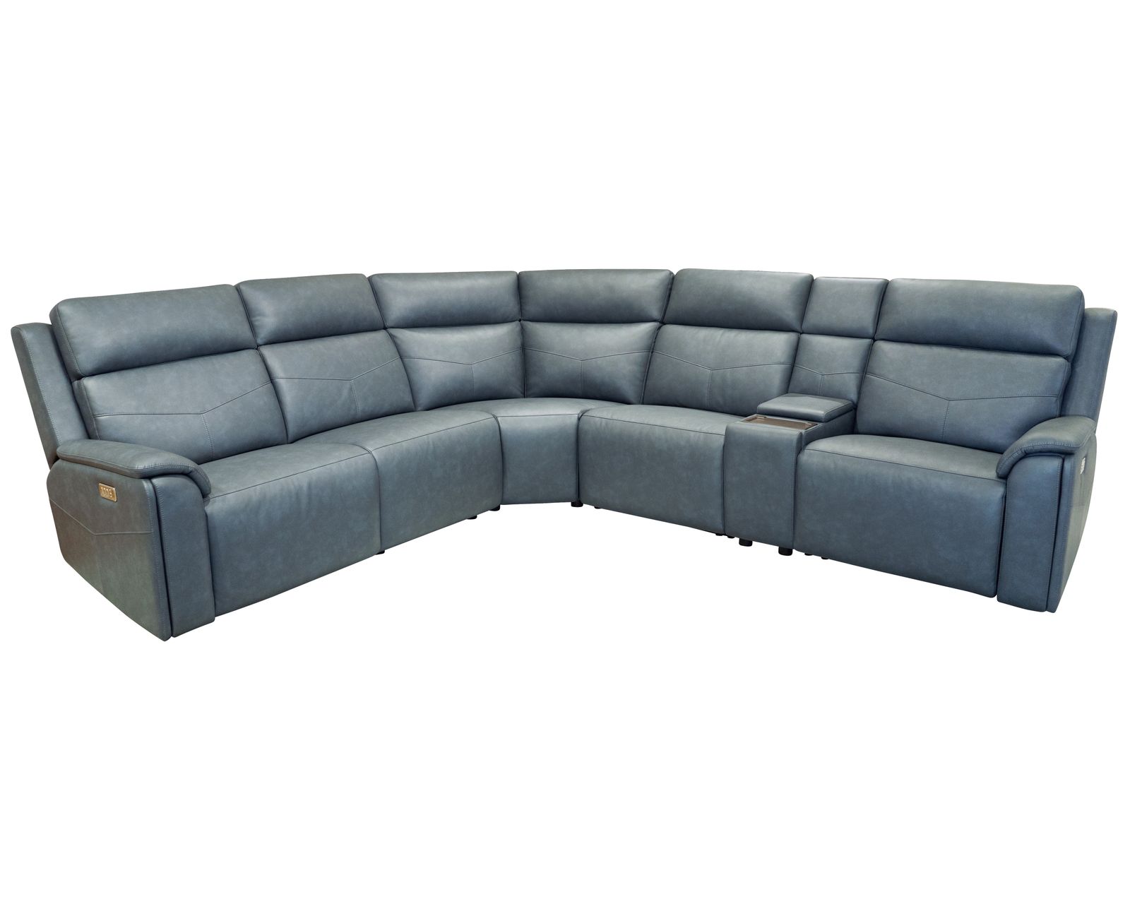 Vernon 1592 Triple Power Reclining Sectional with Heat and Massage (2 colors) 386-01 - In stock - Layout B: Six Piece Reclining Sectional 111" x 124" (2 recliners)