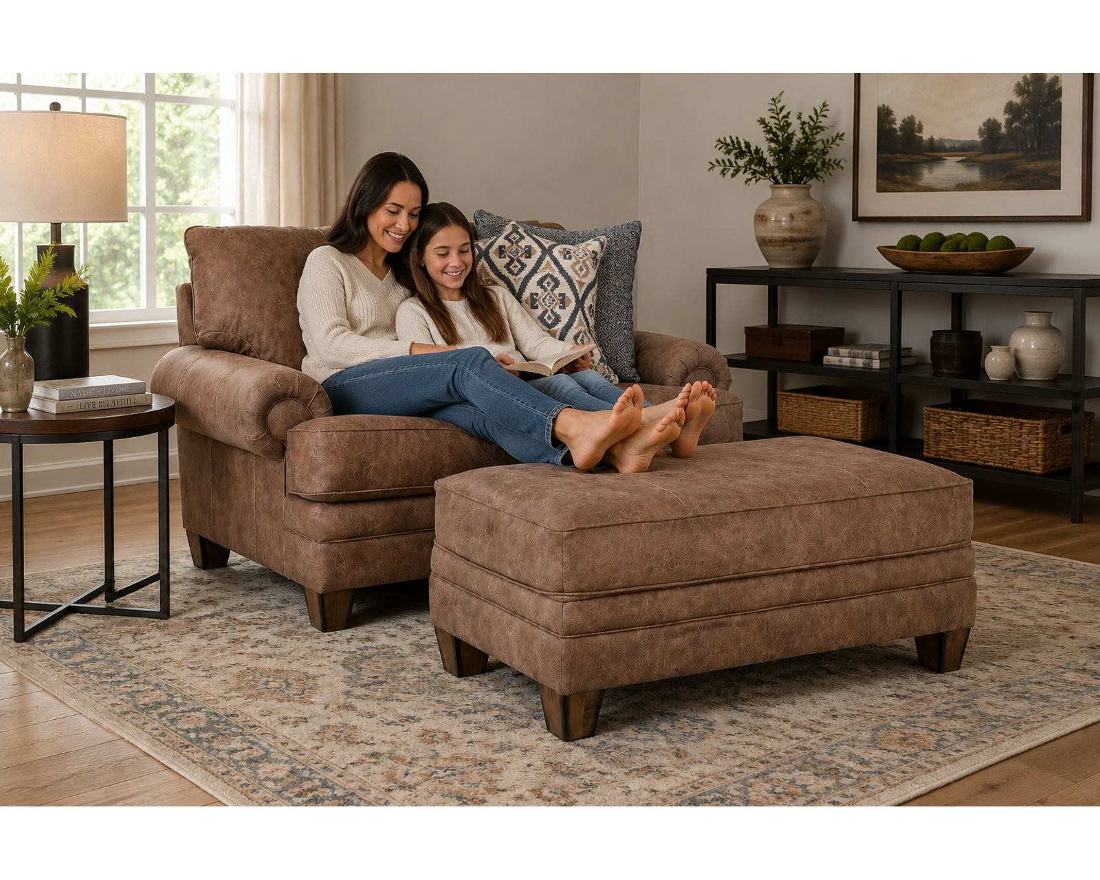 Sicily 101" Wide Sofa (The Look of Worn Leather. The Softness of Fabric) - Everything You Need for a Beautifully Designed Room.