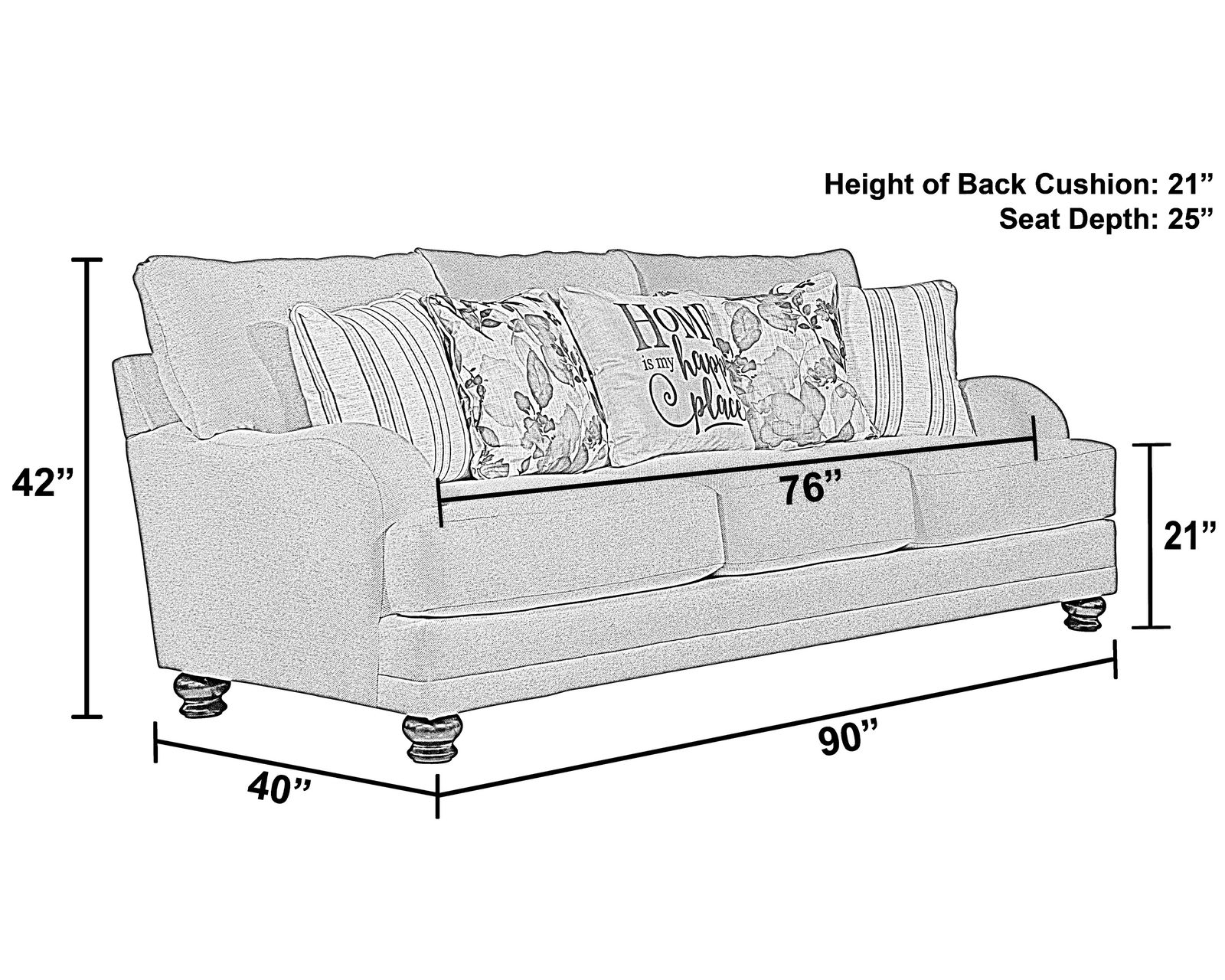 Jonesport 90" Stationary Sofa (farmhouse inspired) - Jonesport Sofa