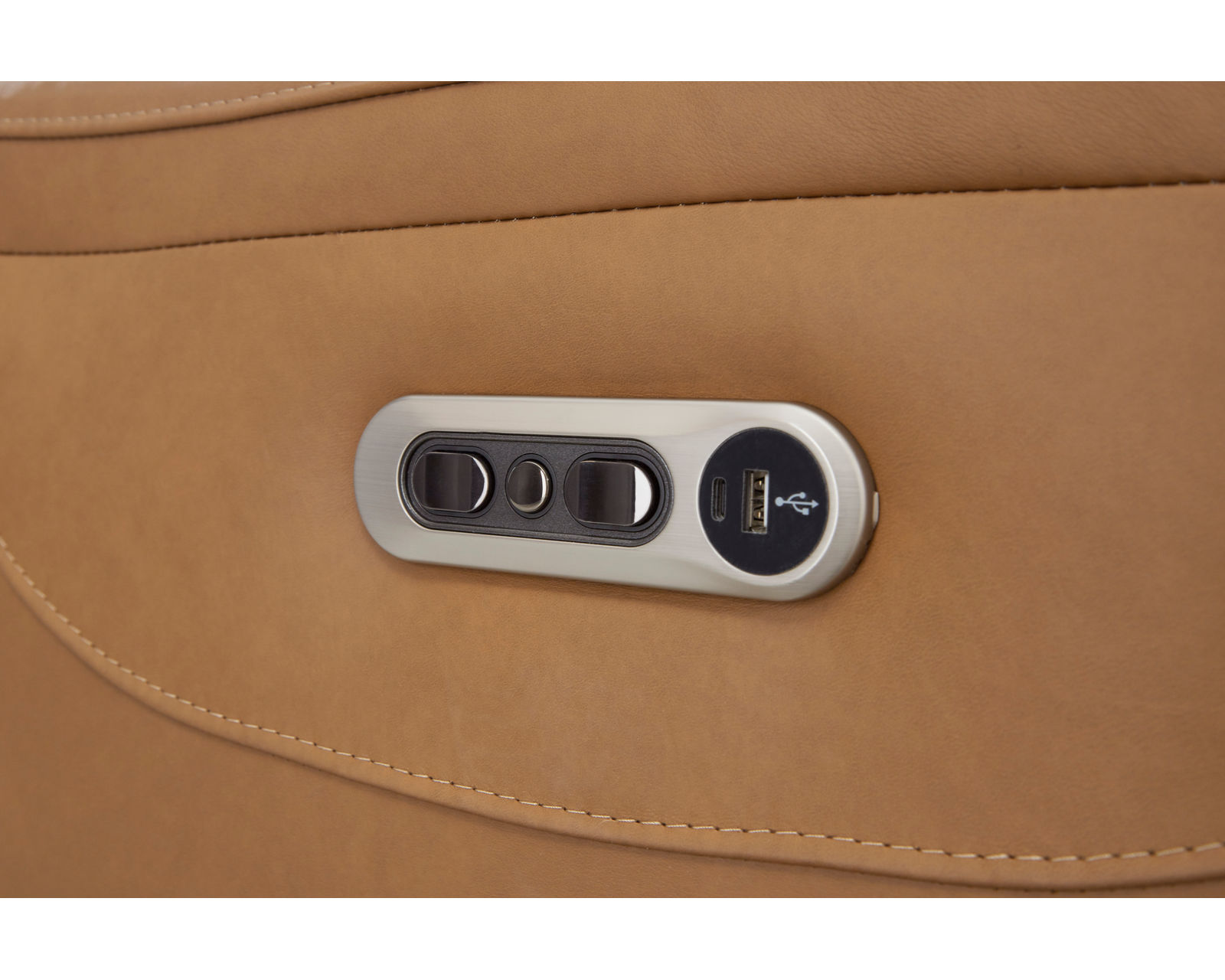 Austin 86" Power Headrest Power Reclining Leather Sofa (In stock) - Power headrest and power recline buttons with USB charging