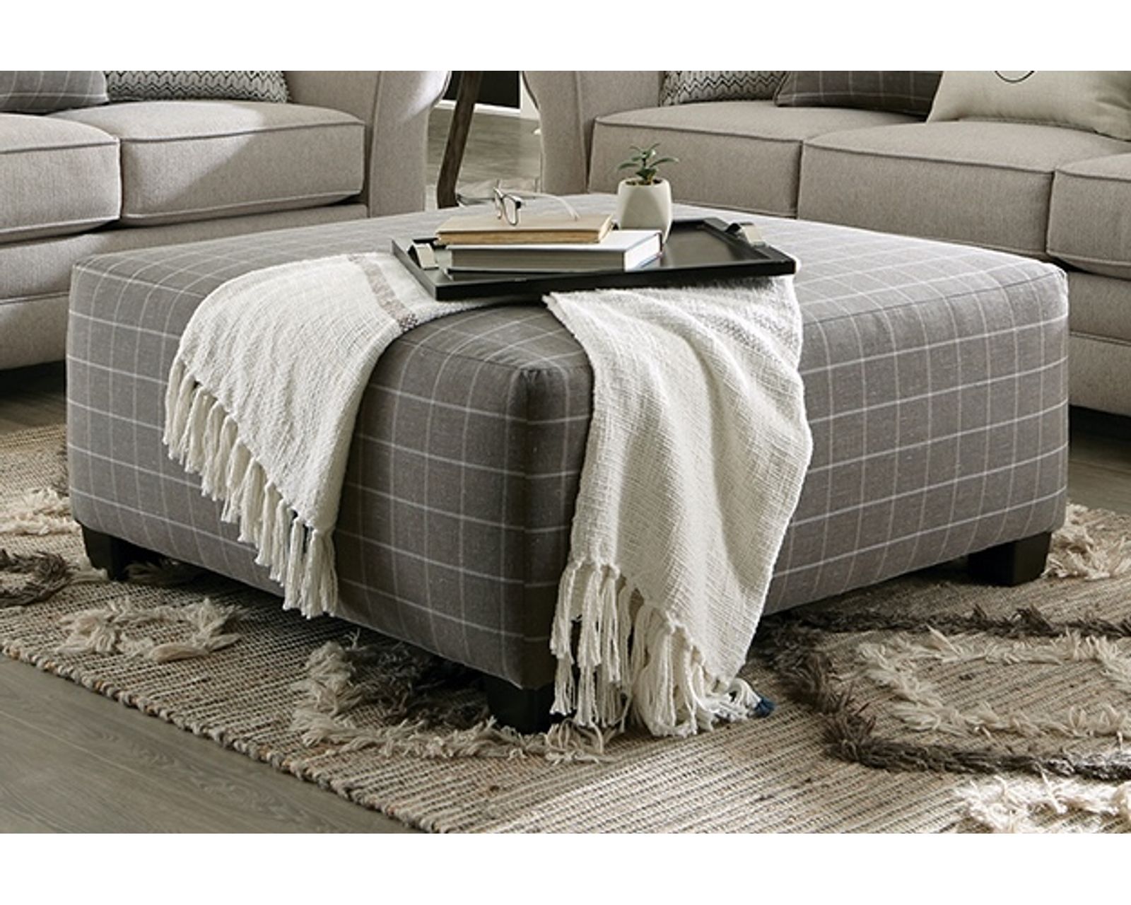 Lewiston 85" Stationary Sofa (includes pillows) - Lewiston 41" Square Cocktail Ottoman