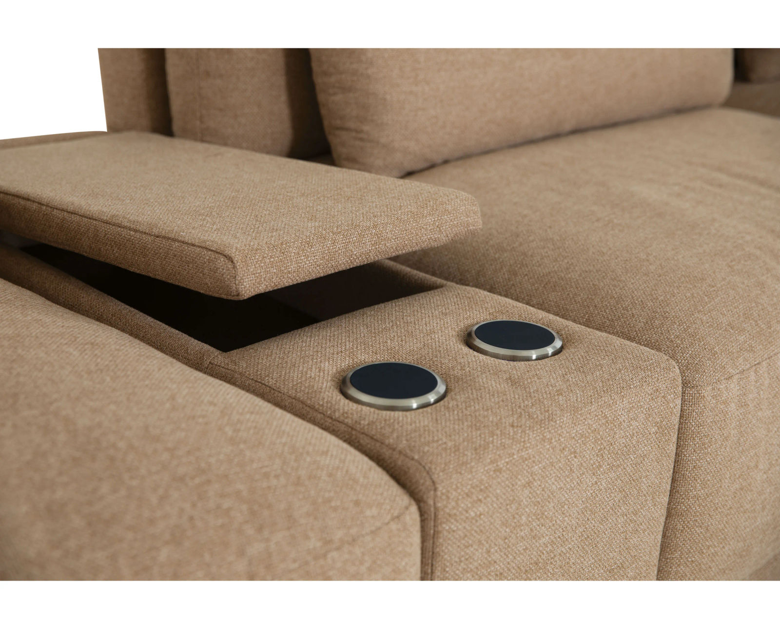 Shea 77646 Stationary Leather Sectional (100+ leathers) - Shea Storage Console w/ Wireless Charging