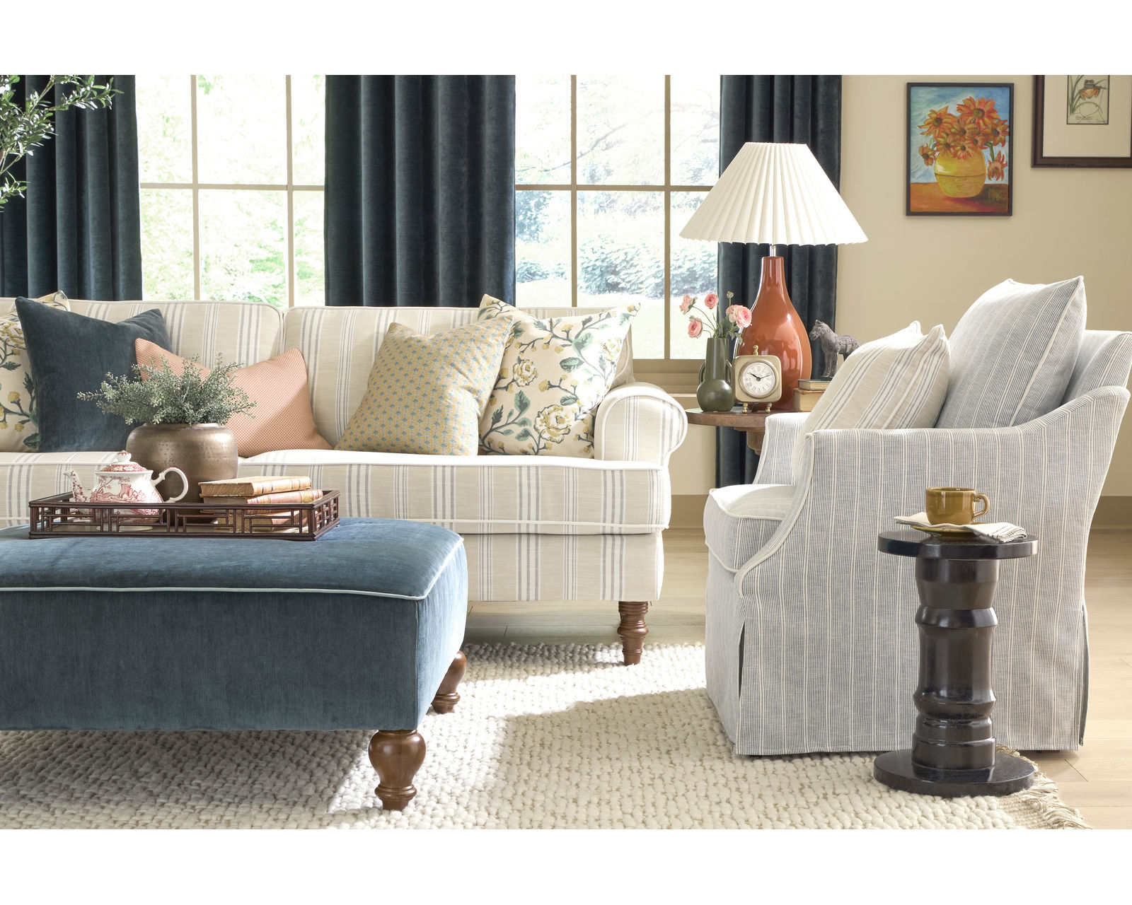 Erin & Ben Faulkner 86" Small Stripes Sofa ( +7 fabrics)  - Faulkner 86" Sofa
