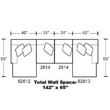 Layout D: Four Piece Sectional 65" x 142" x 54"