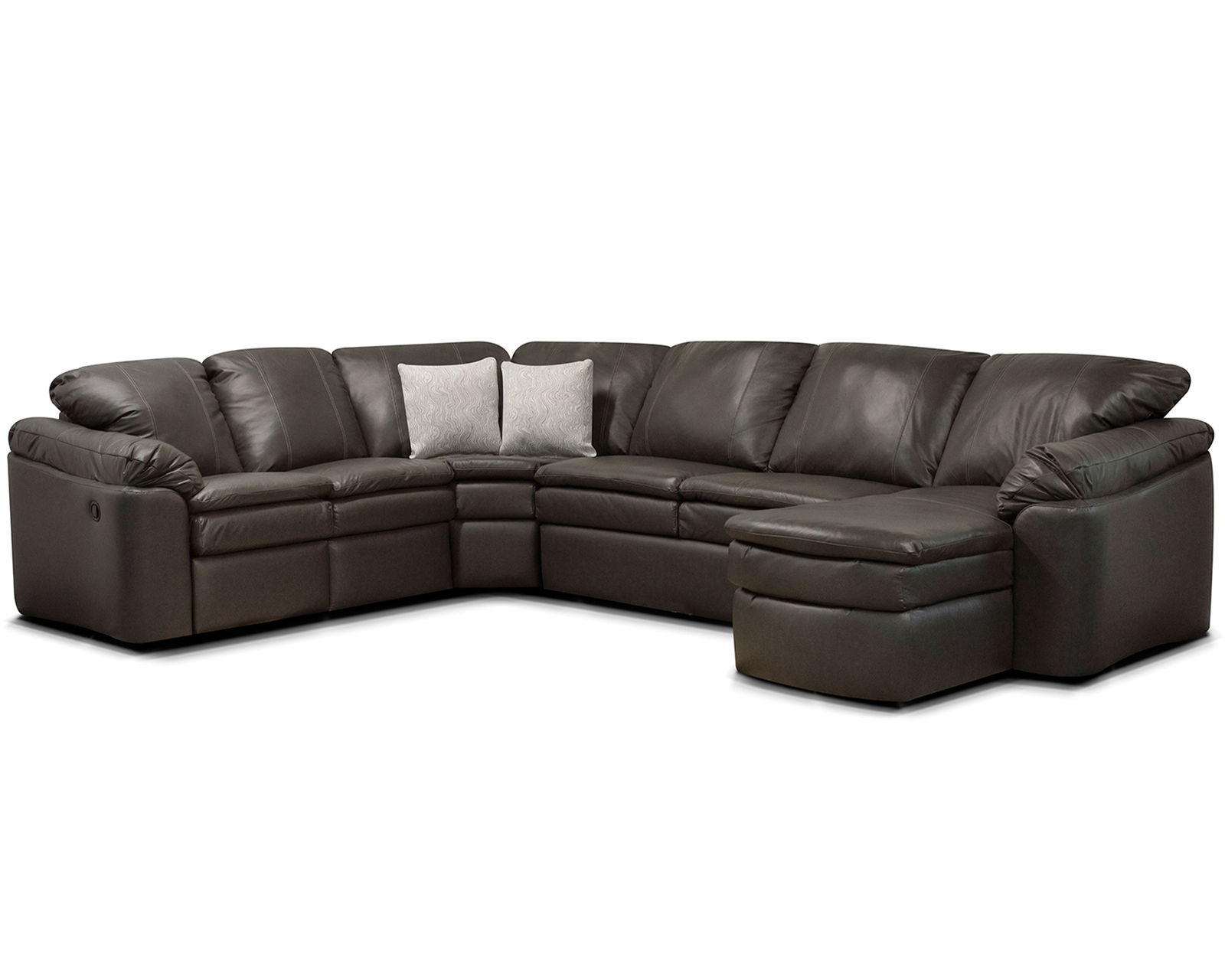Lackawanna 7300L Leather Reclining Sectional (7 Top-Grain Leather Choices) - Layout G: Five Piece Reclining Sectional 105" x 148" (2 recliners)