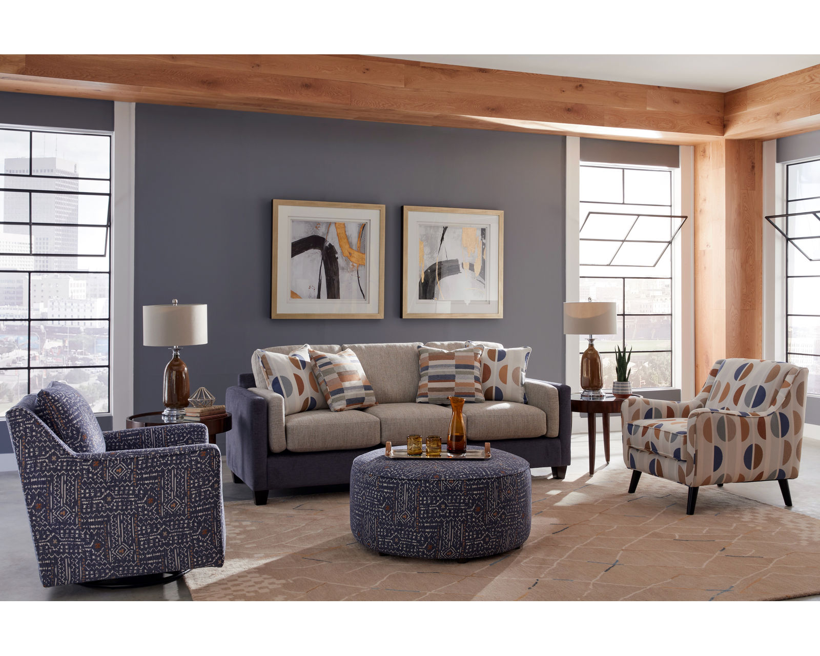 Herzl Denim Loxley Coconut 93" Sofa (includes pillows) - performance fabric - Herzl Denim Loxley Coconut 93" Sofa  - performance fabric