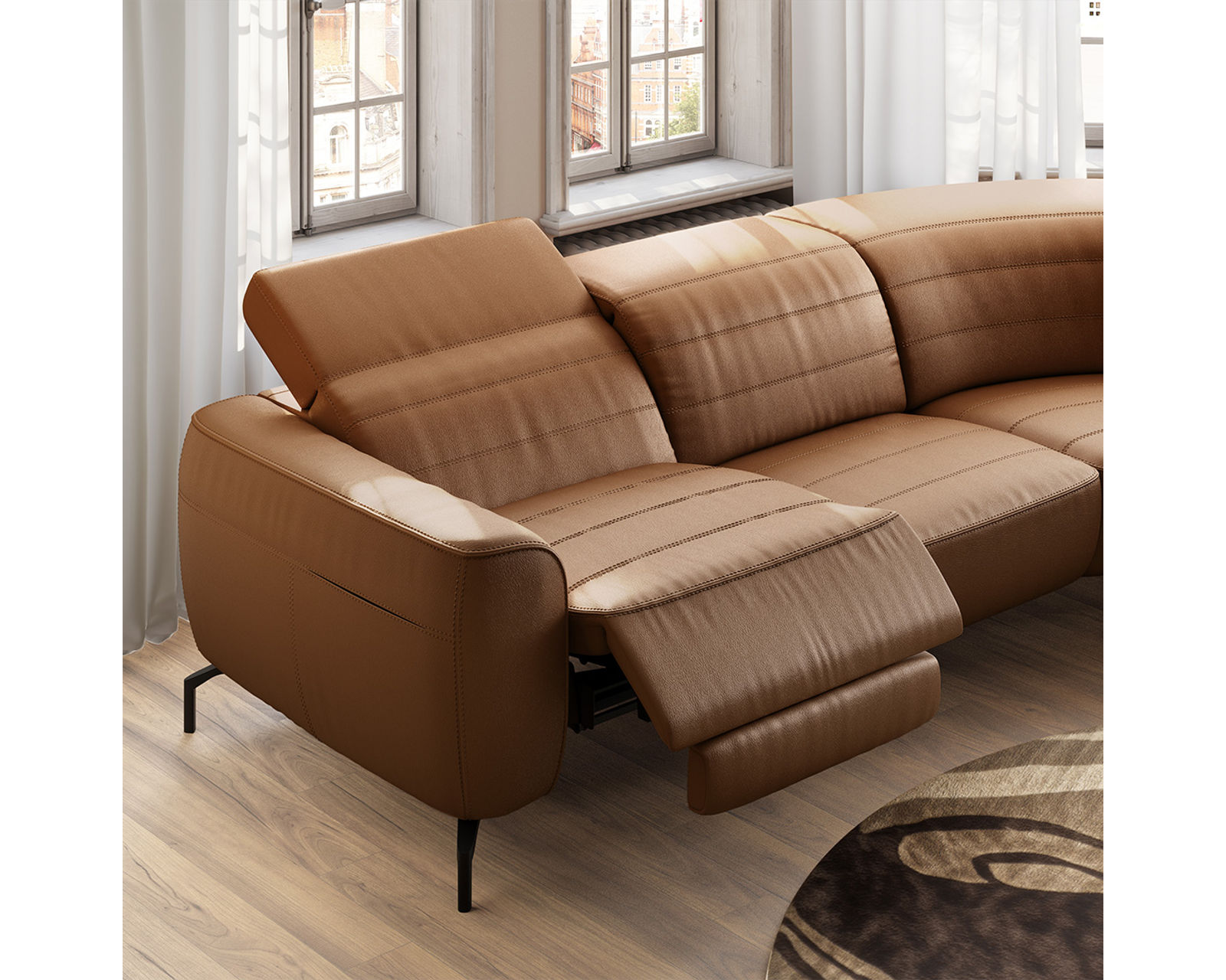 Zenith C320 Power Reclining Sectional (+55 leather) - Zero Gravity + Power Headrest and Power Recline