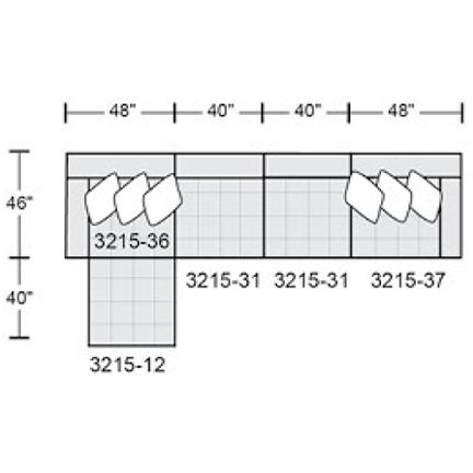 Layout C: Five Piece Sectional 86" x 176"