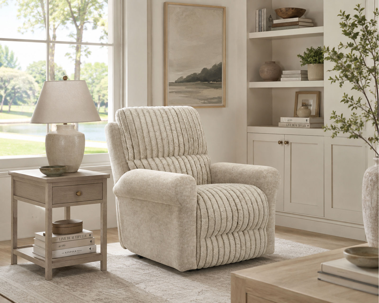 Foxy Rocker Recliner or Power Zero Gravity Recliner Fashion-Forward Comfort with Luxurious Faux Fur (two colors) - Shown in Fur Like Fabric Color Porcelain