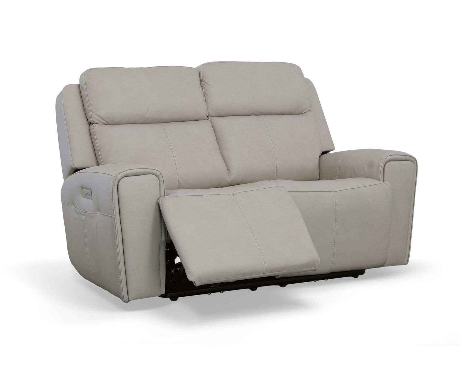 Barnett Power Reclining Sofa with Power Headrests and Lumbar (Dark Brown leather) 87" - in stock - Shown in leather Ice