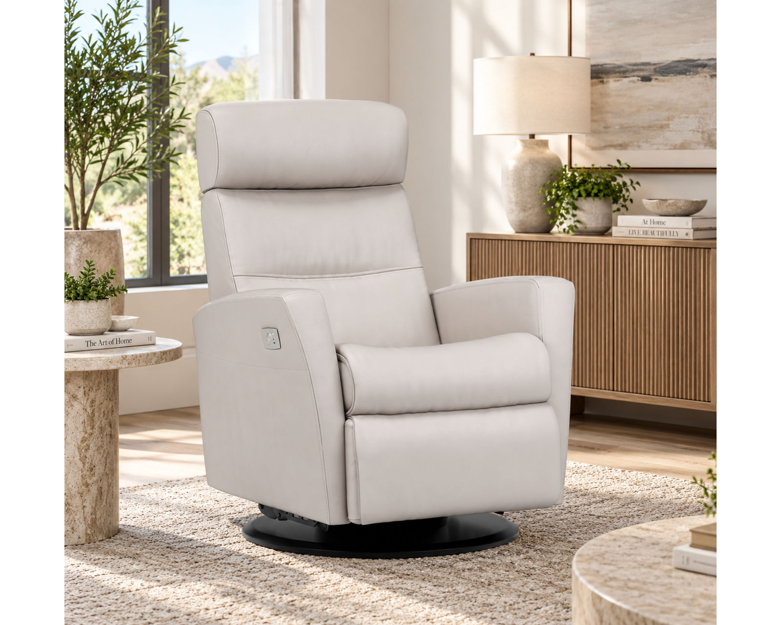 Divani Swivel Glider Relaxer Recliner Cinder (Scandinavian Comfort That Moves With You) IN STOCK - Available in Standard or Large Size