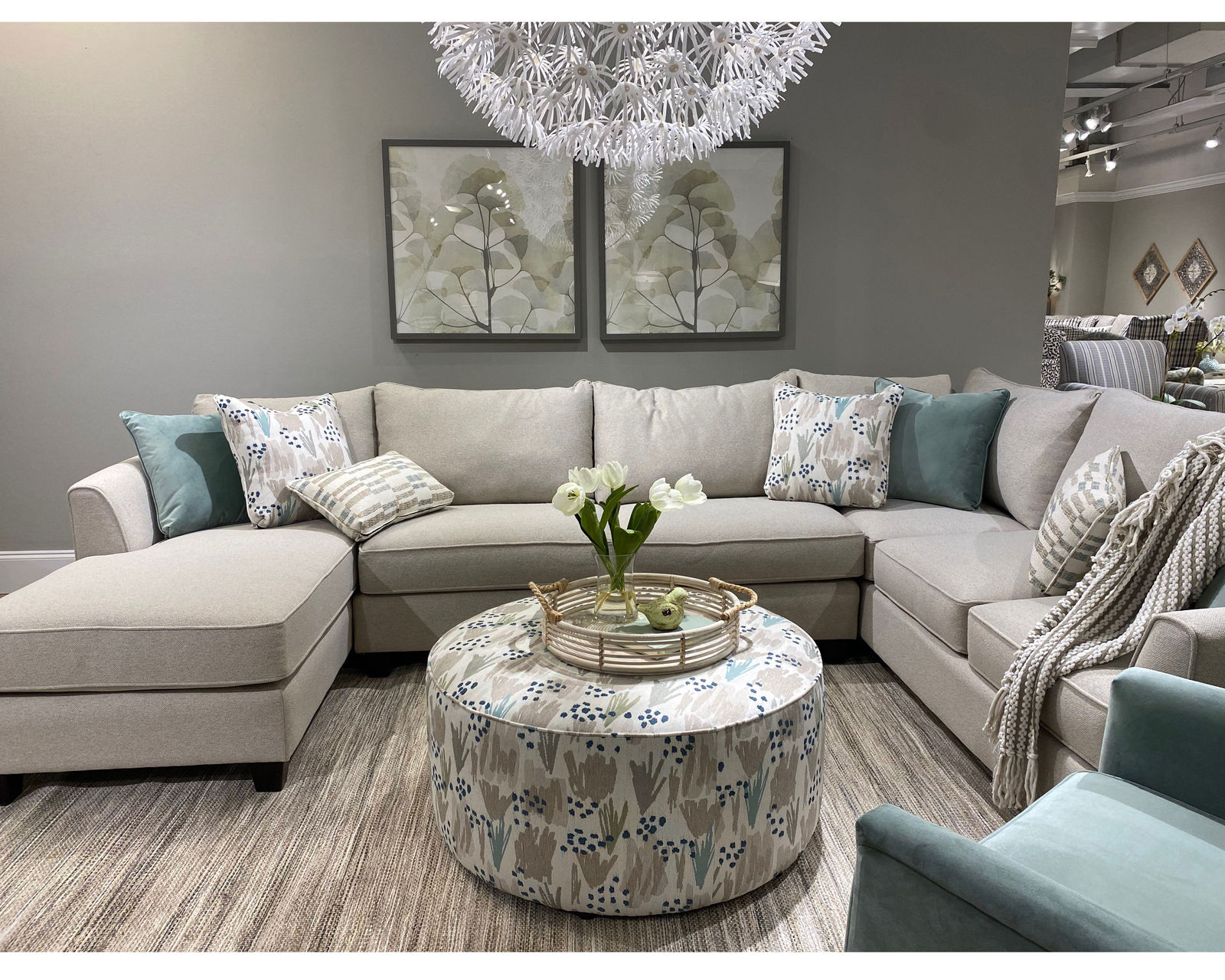 Wendy Linen Stationary Sectional (Includes Pillows)