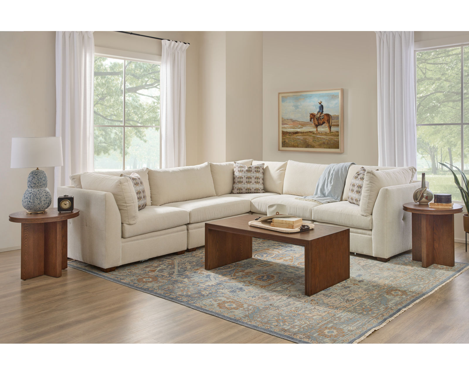 Evelyn 5023 Modular Sectional (+100 fabrics) - Layout I: Five Piece Sectional 114" x 114"