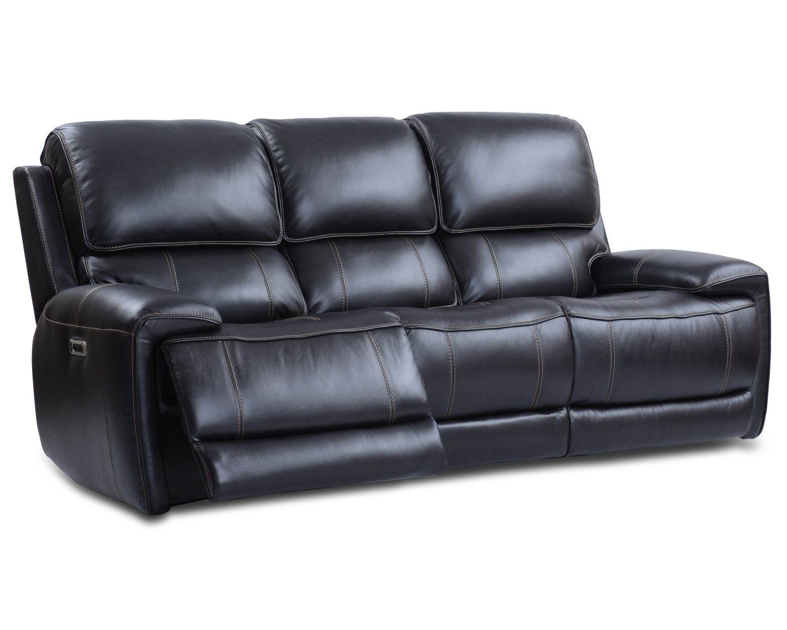 Empire Leather Power Headrest Power Recliner Blackberry (In stock - Fast shipping) - Empire Power Headrest Power Reclining Sofa