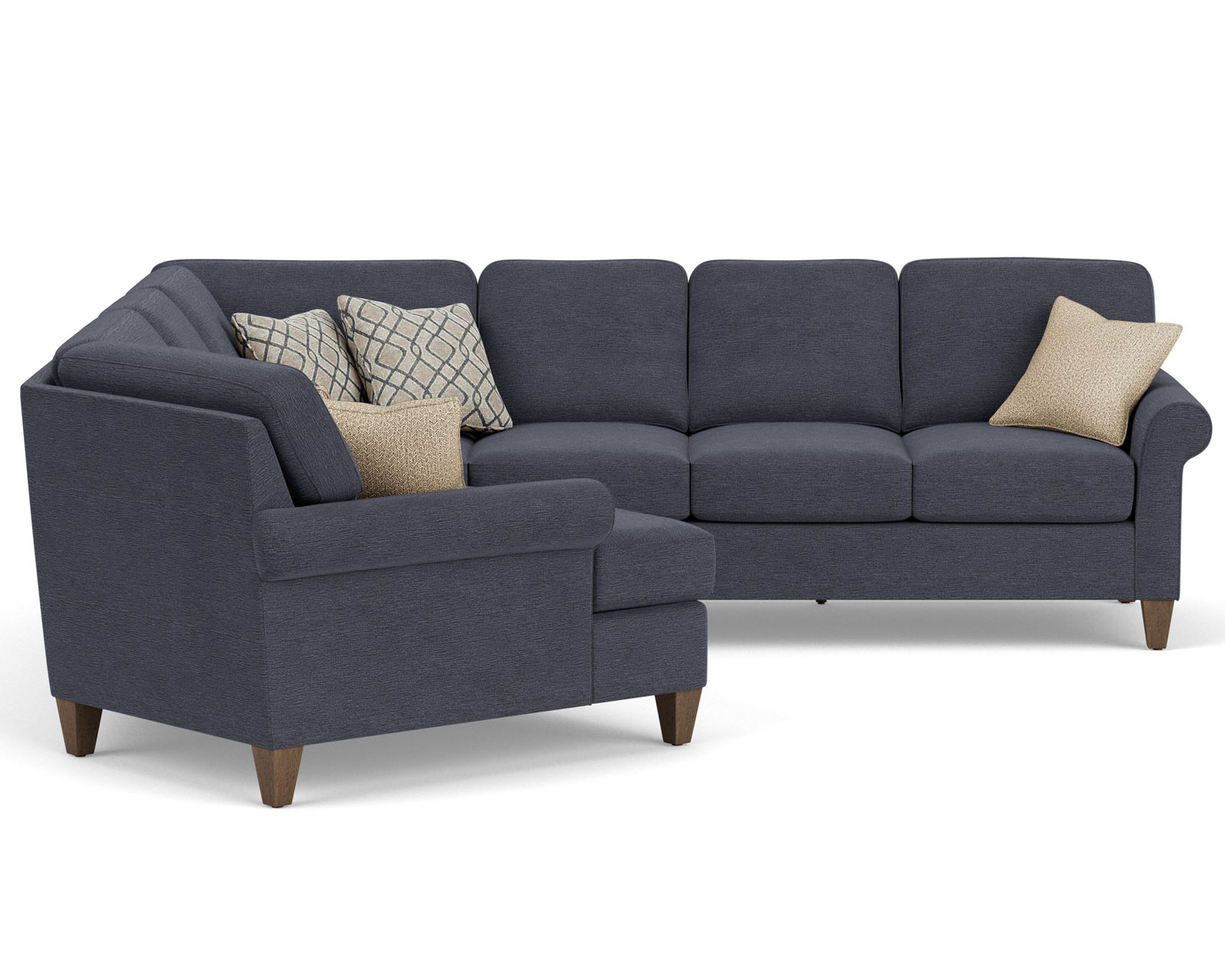 Westside 5979 Sectional (100+ fabrics) - Sectional Layout N:  Features the Flexsteel Blue Steel Seat Spring never needs replacing.