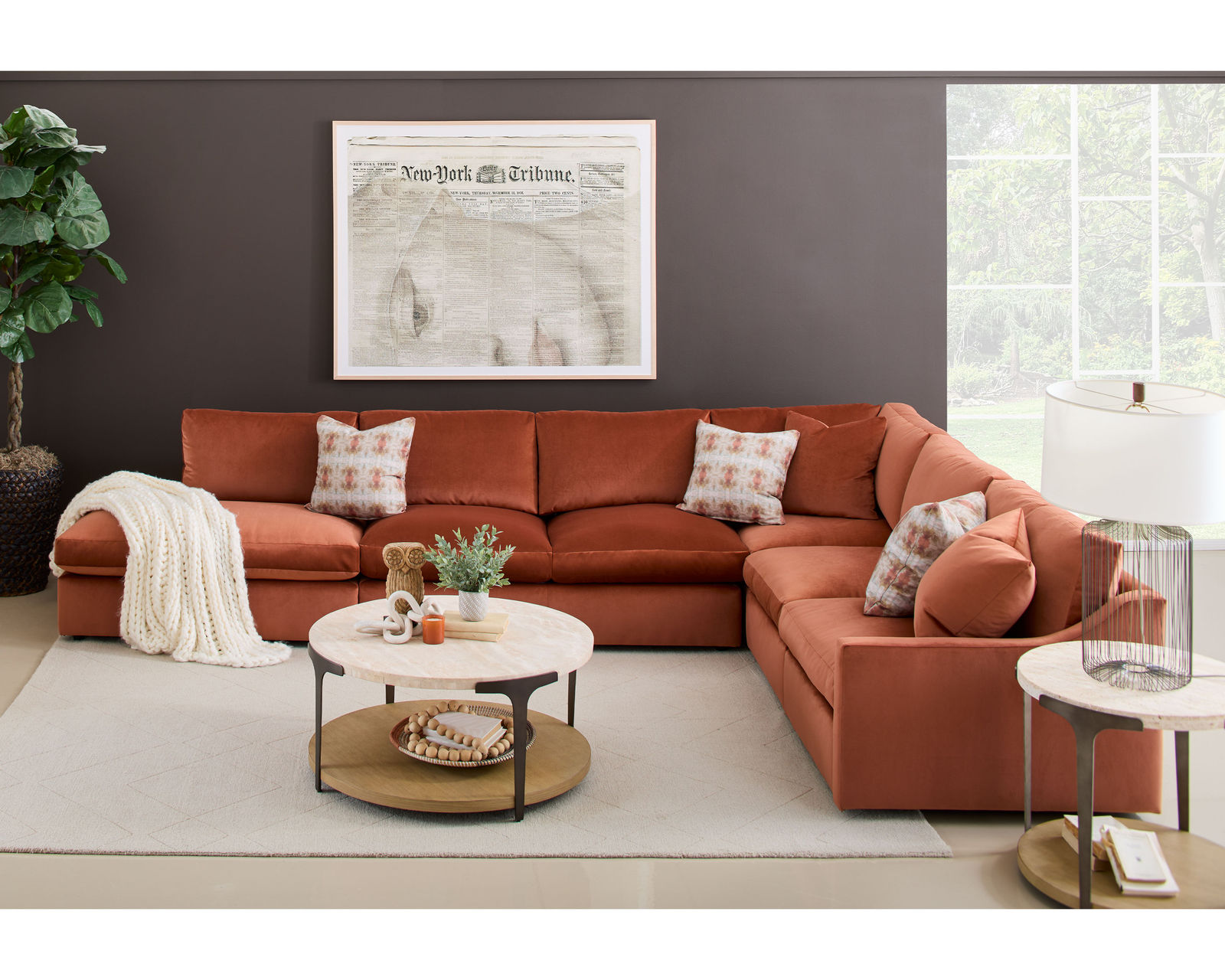 Sky 5510 Sectional (hypoallergenic down-like cushion) +100 fabric - Layout I: Five Piece Sectional 120" x 134"