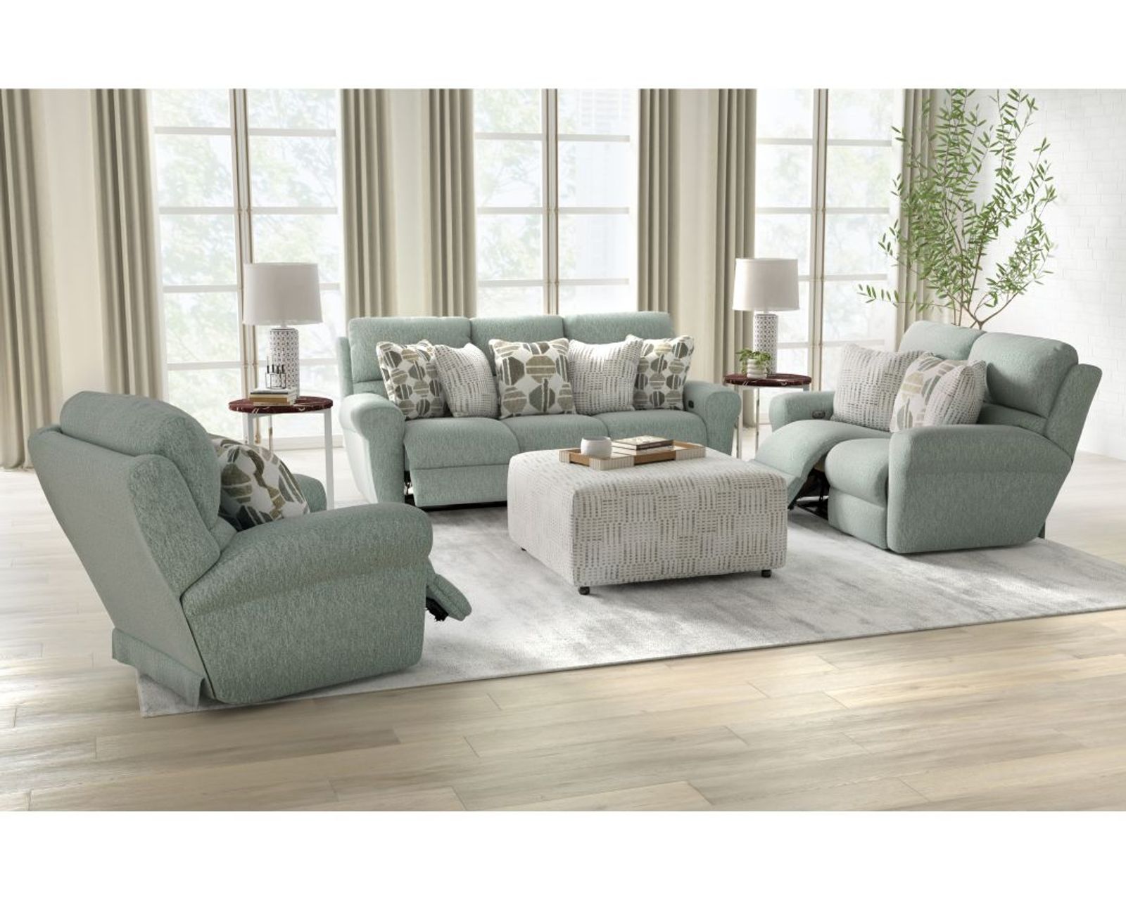 Kellen 113 Ecru Reclining Sofa - 86" (+2 colors) includes pillows