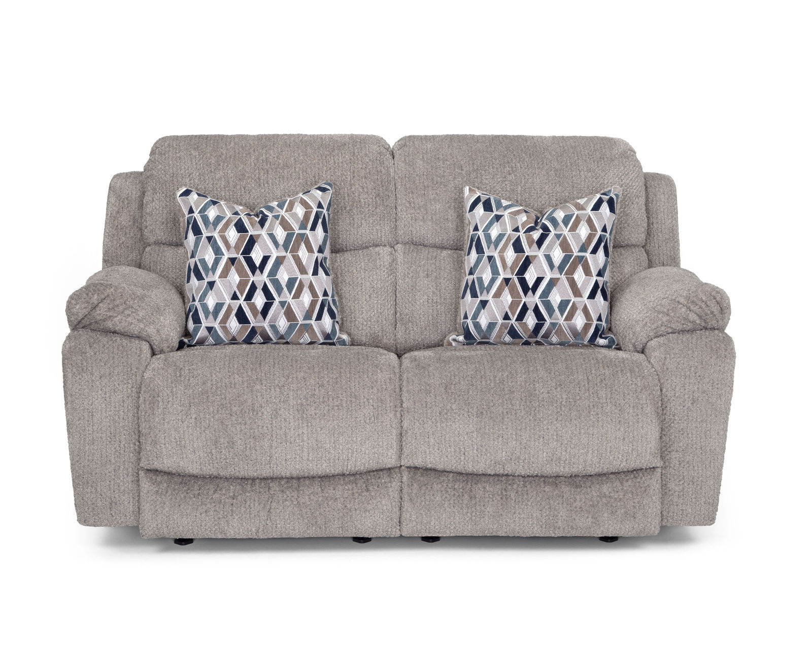 Dayton 87" Reclining Sofa (2 Colors) - Dayton Rocking Reclining Loveseat w/ Pillows in Fog