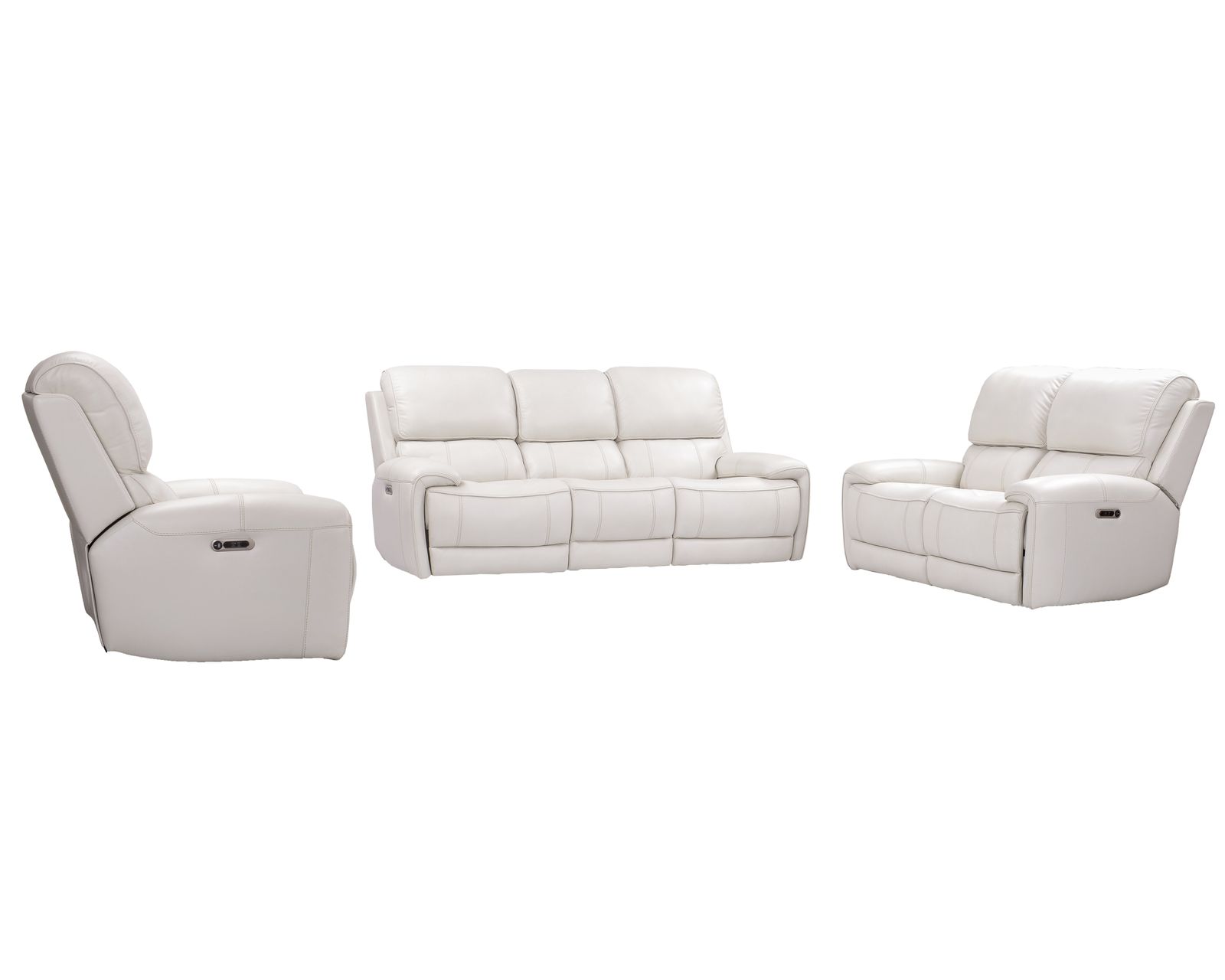 Empire Leather 87" Power Headrest Power Reclining Sofa Ivory (In stock - Fast shipping)