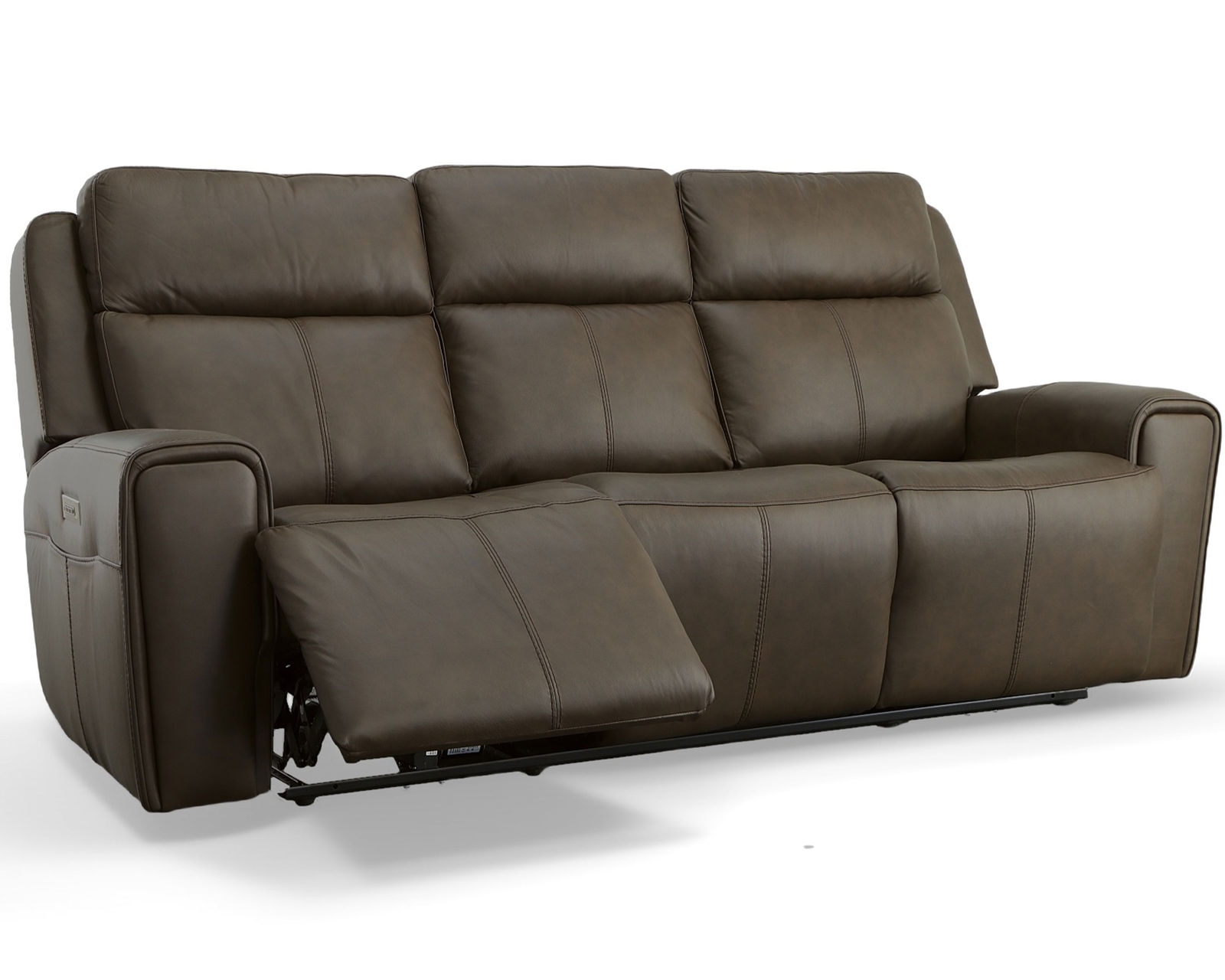 Barnett Power Reclining Sofa with Power Headrests and Lumbar (Dark Brown leather) 87" - in stock - Barnett Power Reclining Sofa with Power Headrests and Lumbar in Dark Brown