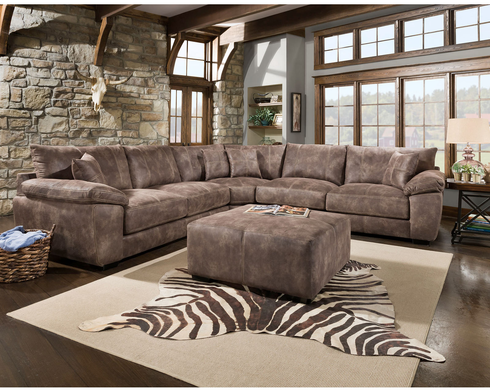 Teagan 840 Three Piece Sectional (Best-Selling Comfort. Leather-Like Style) - Durable Polyester Leather Like Fabric