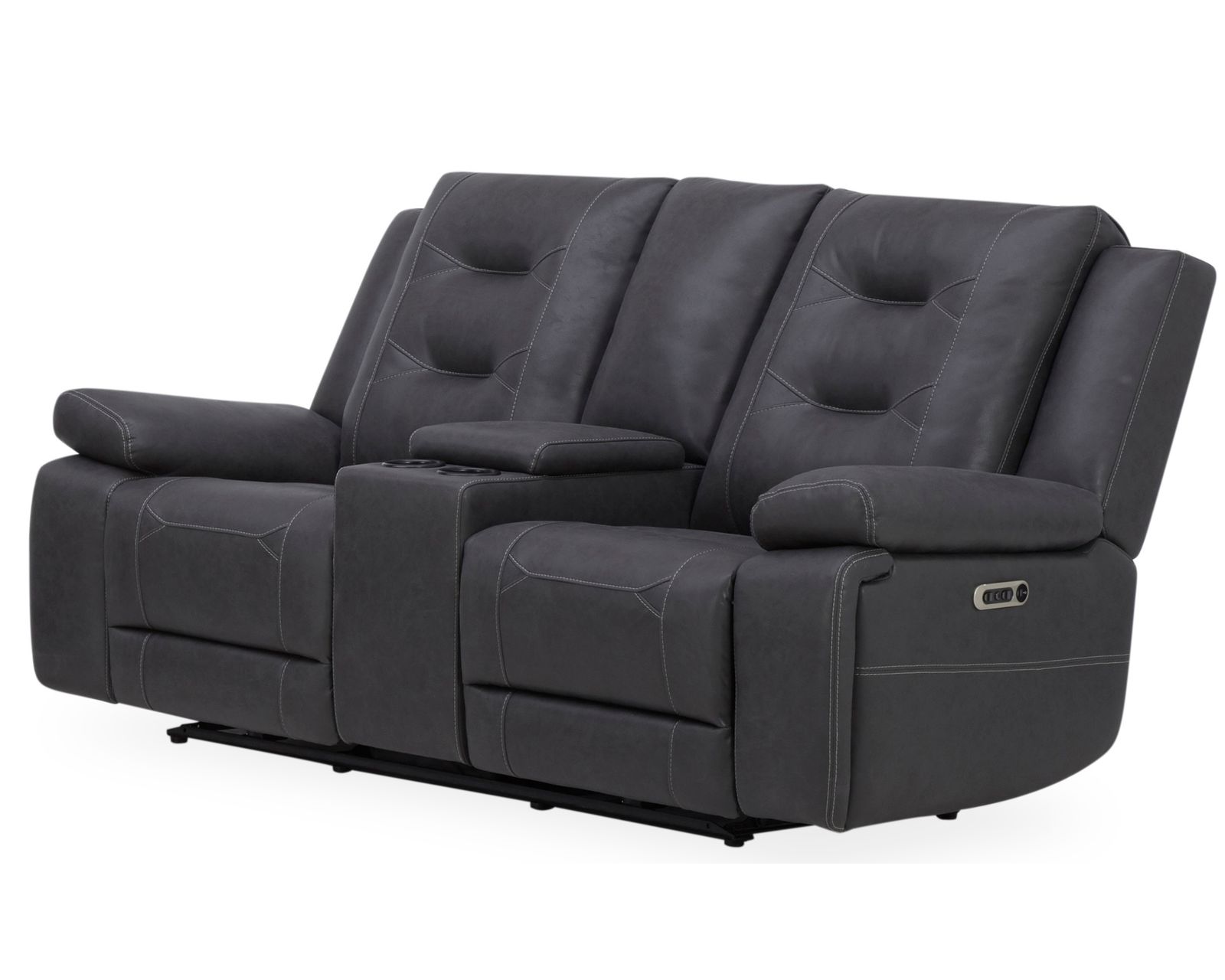 Caldwell Power Swivel Glider Recliner Charcoal (In stock - Fast Shipping) - Caldwell Power Reclining Console Loveseat