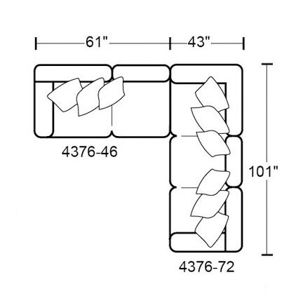Layout I: Two Piece Sectional 107" x 101"