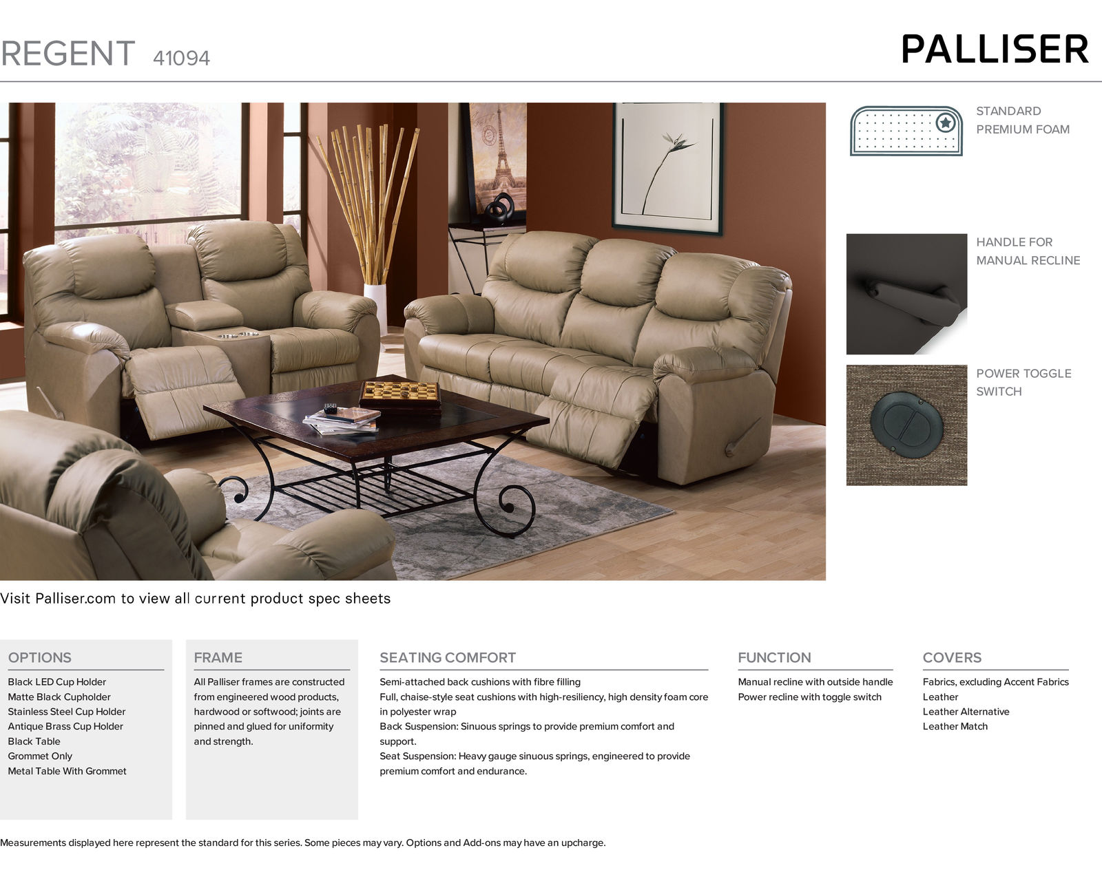 Regent 41094 Reclining Sofa (84") +100 leathers