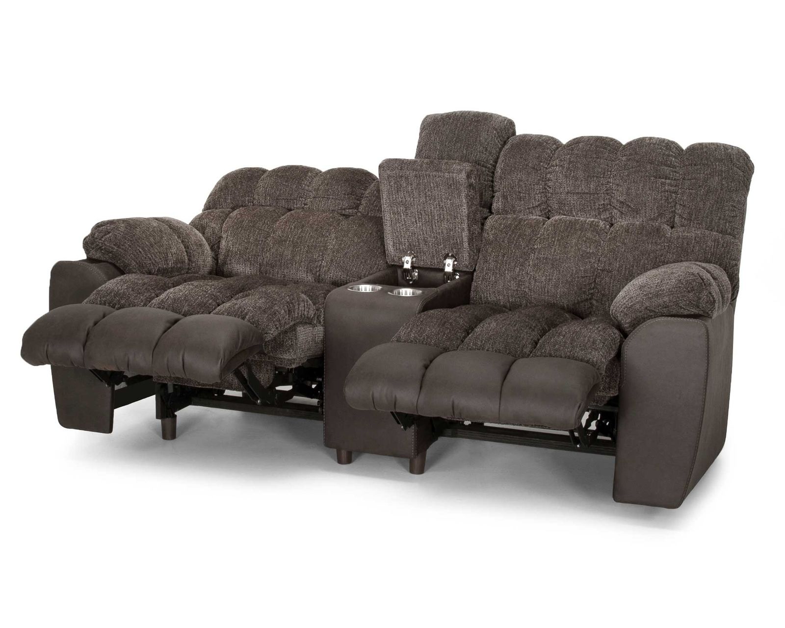 Westwood 341 Three-Piece Reclining Sectional (Big Comfort. Built-In Convenience. Made for the Whole Family) 4 recliners - Westwood Reclining Console Loveseat w/Storage and Metal Cupholders