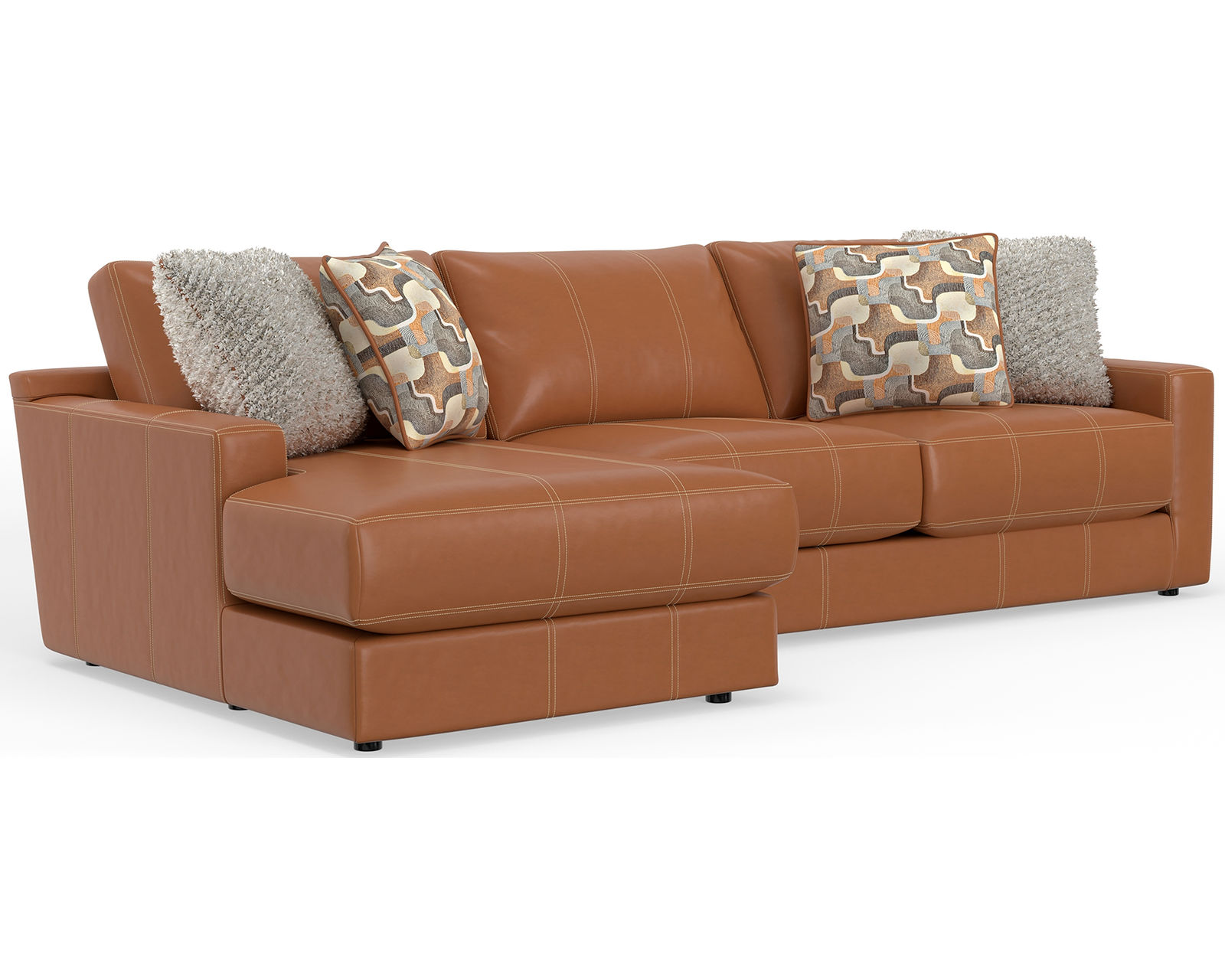 Minori Modular Leather Sectional (2 colors) includes pillows - Layout B: Two Piece Sectional 67" x 122"